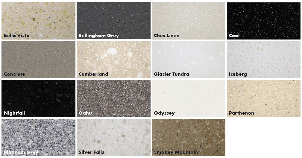 countertop color selection sheet