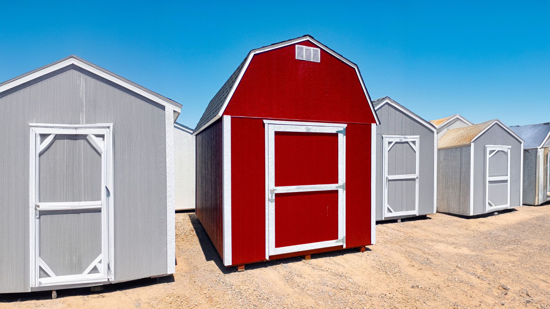Red Stor-Max shed in shed lot