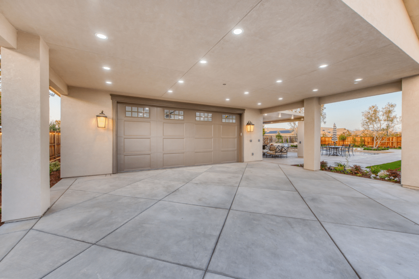 beige garage door with lights in dunlap ca