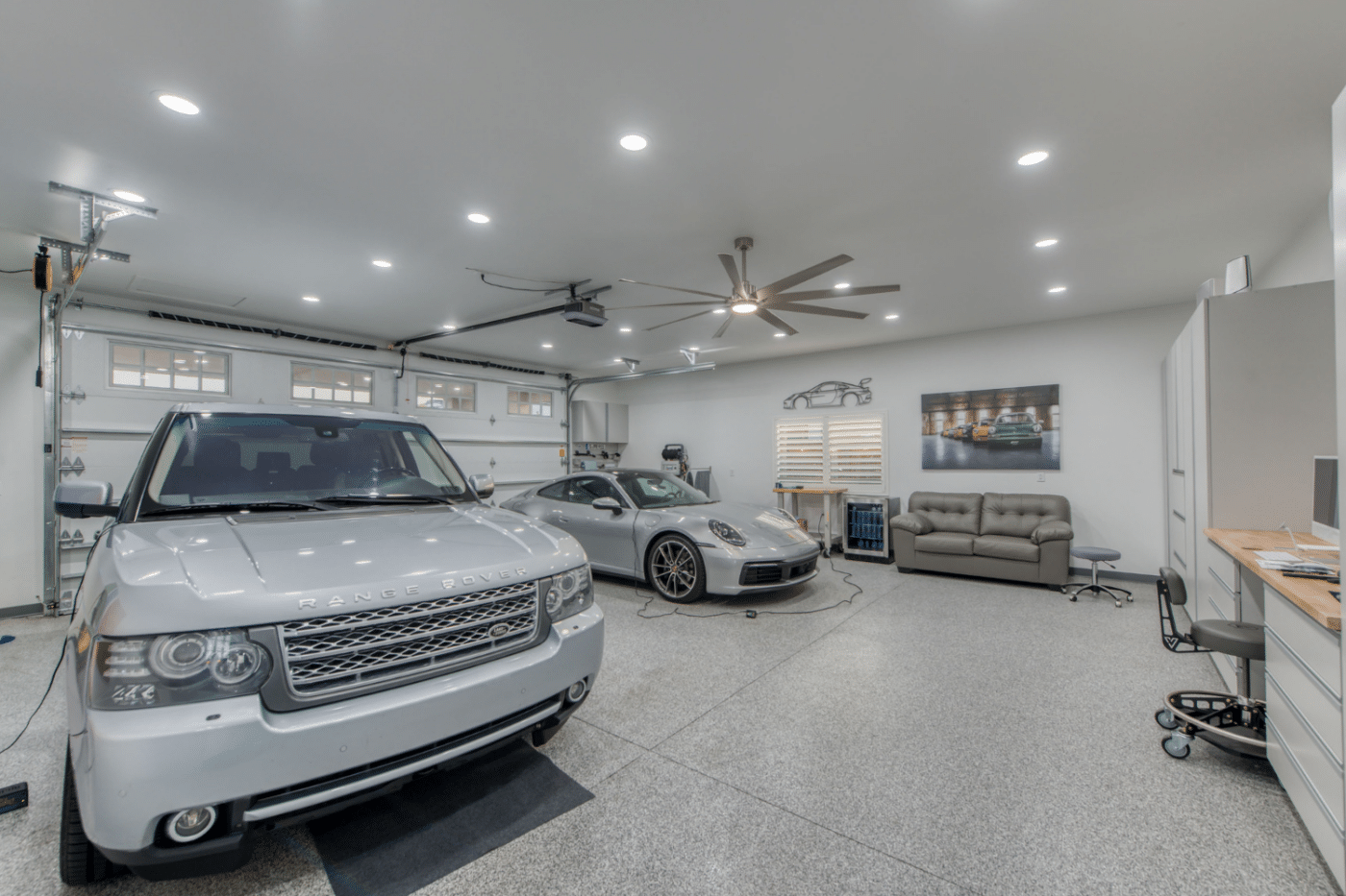 interior of garage with two cars in dunlap ca