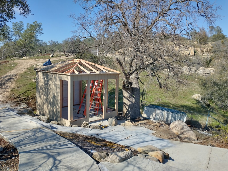 pavilion being built on site in kingsburg, CA